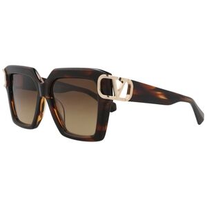 Valentino Tortoiseshell Square Sunglasses with Gold V Logo